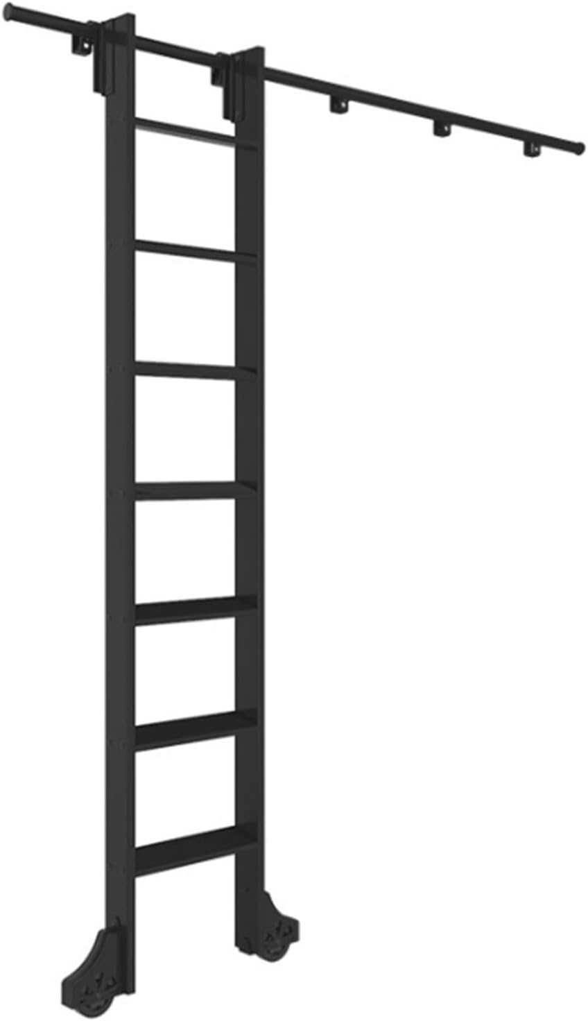 Rolling Library Ladder Sliding Rail Track Hardware Kit,Heavy Duty Steel Round Tube Mobile Ladder Track for Library/Loft/Office/Home,with Floor Roller Wheels/26.2Ft/800,12Ft/366Cm Track Kit