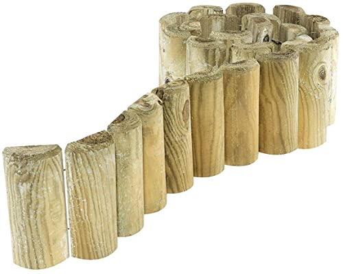 MATCHLESS Unique Border Roll 1.8m x 15cm Wooden Picket Log Border Fence Garden Outdoor Lawn Edging Wooden Edging Fence for Flower Beds Lawns Paths