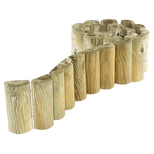 MATCHLESS Unique Border Roll 1.8m x 15cm Wooden Picket Log Border Fence Garden Outdoor Lawn Edging Wooden Edging Fence for Flower Beds Lawns Paths