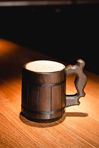 Handmade Beer Mug Oak Wood Stainless Steel Cup (20 Oz). Men Eco-Friendly Souvenir Handmade Retro Brown. Vintage Bar Accessories - Viking Wood Stein #TOP3