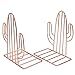 KETIEE Sujetalibros de Metal Antideslizante con Forma de Cactus, 1 Par de Extremos de Libro Resistentes para Estantes, Estantería y Organizador de Escritorio, Oro Rosa
