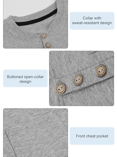 Image of Poroka 4 Pack Baby Boys and Toddlers Cotton Short-Sleeve T-Shirts Pocket Button Crew Neck Tee Short-Sleeve Shirts