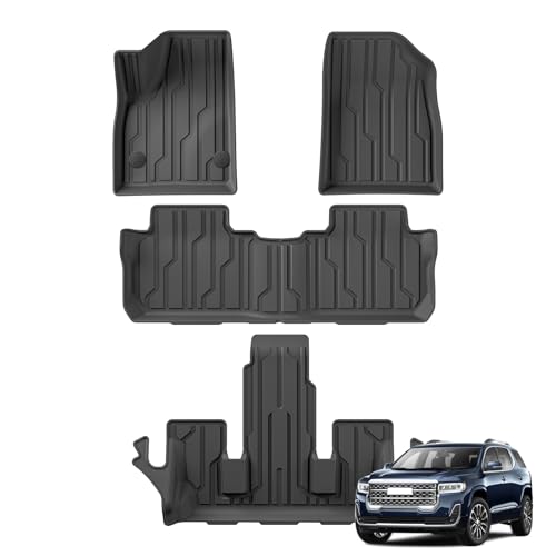 SMABEE Floor Mats for 2017-2023 GMC Acadia 6-Seat All Weather TPE Mats Floor Liners Accessories 1st 2nd and 3rd Row Car Mats Interior Black