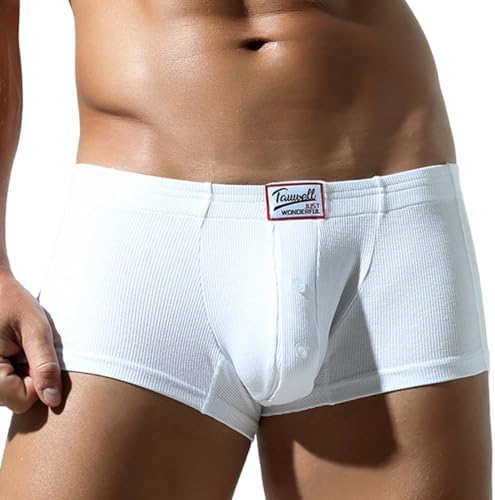 Men's Soft Boxers with Button - Breathable and Comfortable Pure Color Underwear for Daily Wear