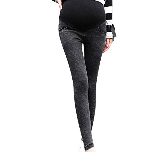 Pantalones vaqueros elásticos con pantalones de maternidad elásticos pantalones de maternidad pantalones delgados vaqueros de maternidad para mujer, color negro,, Negro , M