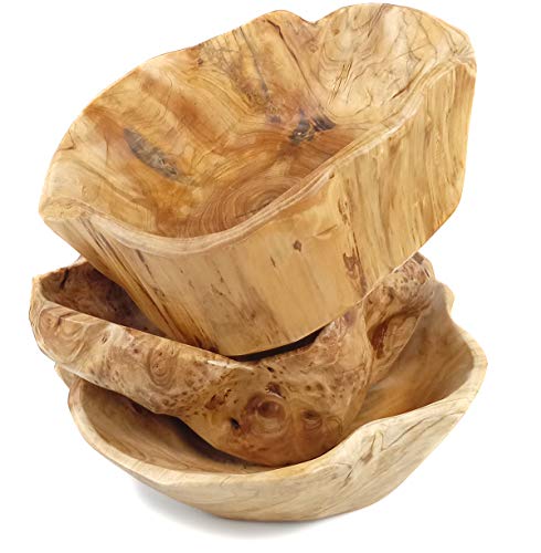 EWEIGEER Wooden Fruit Salad Serving Bowl Hand-Carved Root Bowls Creative Living Room Real Wood Candy Bowl 8"-10" - Thumbnail 4