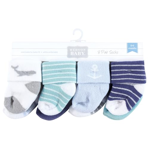 Image of Hudson Baby Baby 8-pack Cotton Rich Newborn and Terry Socks