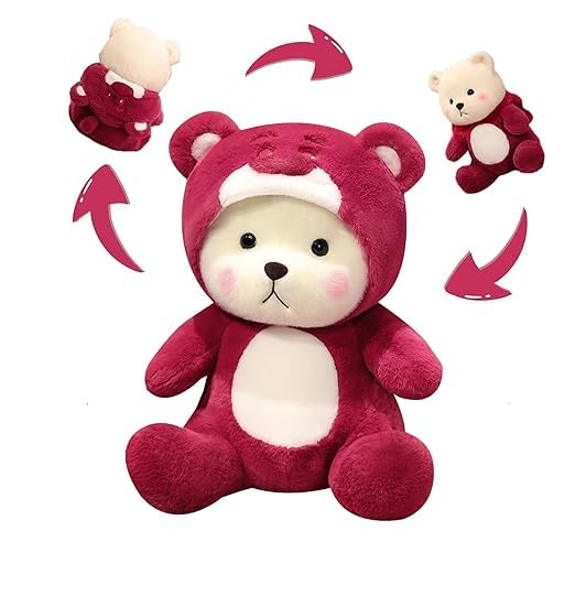 Image of ZEXSAZONE Toy Cute I Love You Teddy Colored Huggable Bear Hoodie | 30 cm | Plushie Soft Toys for Kids | Plush Soft Toys for Baby Boys and Girls Kids - Teddy | Best Valentine Gift (RED)