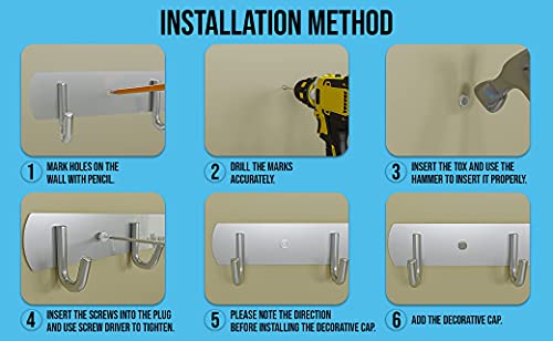 Natikon Heavy Duty Stainless Steel Rack Hanger Hook For Bbq Grill Utensils And Grill Accessories - Easy To Install For Indoor Or Outdoor Use - 2 Pcs #TOP6