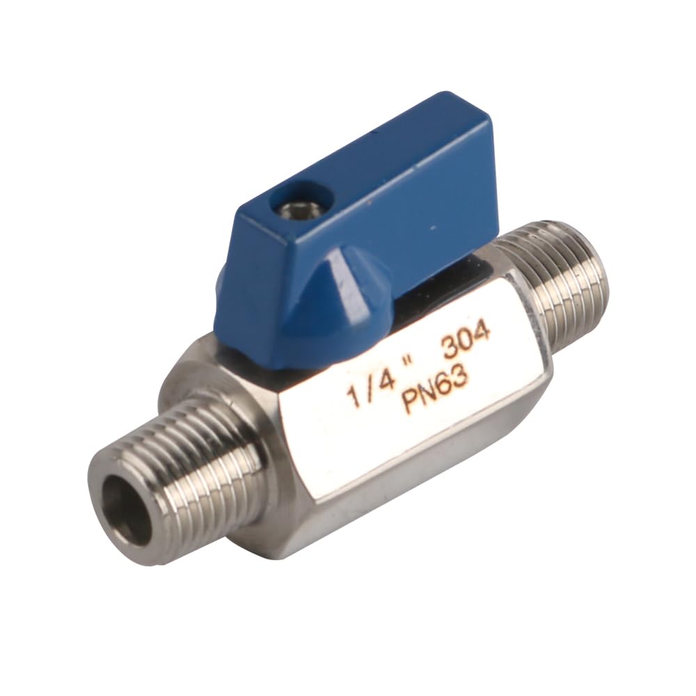 Mini-vanne à Boisseau sphérique en Acier Inoxydable Mini-vanne à Boisseau sphérique 1/4 Pouce BSP mâle à mâle Vanne d'arrêt