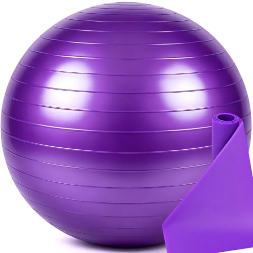 Image of Sotiff Pilates Kit 23-26 Inch Pilates Yoga Ball Exercise Balls and Resistance Band Set for Workout Pregnancy Stability 15-25lbs Anti-Burst with Foot Pump for Office, Home and Gym
