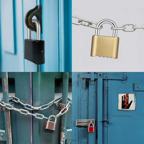 Image of Heavy Duty 4-Digit Combination Brass Padlock | Hardened Steel Shackle Weatherproof Security Lock | Sun & Water Resistant Lock for Gates, Locker, Shed & Storage (Gold)