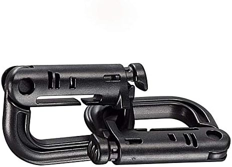 Tactical D-Ring Grimlock Caribiners for Molle Gear, Strong and Lightweight, Fast Latch System for Military Vest or Patrol Ready Bags, Black, 10 Pack