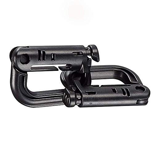 Tactical D-Ring Grimlock Caribiners for Molle Gear, Strong and Lightweight, Fast Latch System for Military Vest or Patrol Ready Bags, Black, 10 Pack
