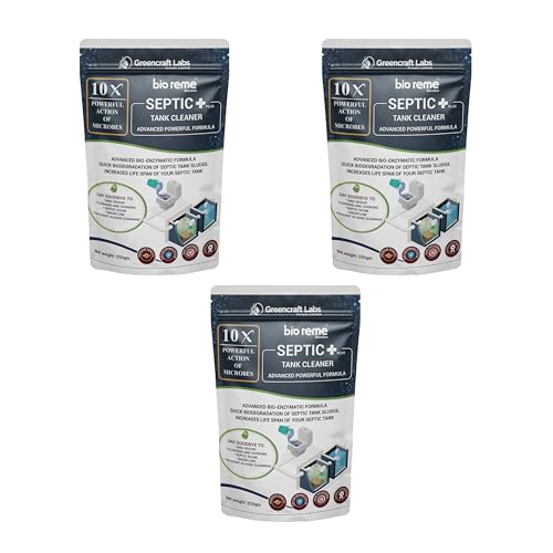 Bio Reme Septic Plus 10X Powerful Tank Cleaner Bacteria Degrades Human Waste & Food Waste Odour Removing Bacteria Powder Available in Pack of 3 (750 gm)