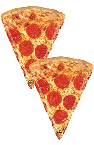 Set of 2 Jumbo 34" Realistic Pepperoni Pizza Slice Party Balloons