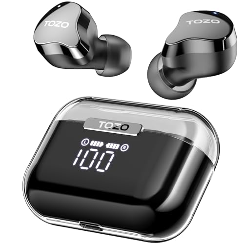 TOZO Crystal Buds Bluetooth 5.3 True Wireless Stereo Earbuds IPX8 Waterproof in Ear Headset Call Noise Reduction Headphones with Digital...