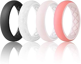 Egnaro Silicone Wedding Ring for Women, Inner Arc Ergonomic Breathable Design with 2