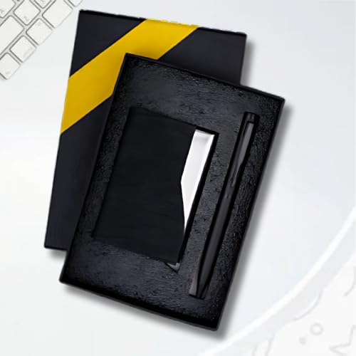 Image of 2 in 1 Pen and Card Holder Set for Men | Gift for Husband, Birthday Gifts, Corporate Gift Set for Employee (Black)