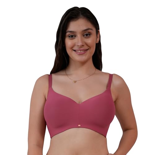 Image of SOIE Women's Full Coverage Padded Non-Wired Seamless T-Shirt Bra | Ultra Soft Nylon Spandex with Adjustable Straps, Side Support & Smooth Invisible Finish