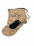 Shoes8teen Kids Girls Foldable Portable Travel Ballet Flat Shoes w/Matching Carrying Case 501 Nude 3/4