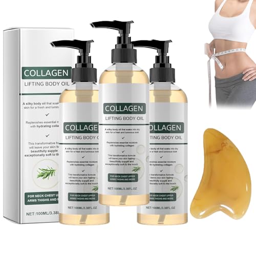 Collagen Lifting Body Oil, Glow Remedy Oil for Mature Skin, Firming & Tightening Skin Oil for Wrinkles (3Pcs)