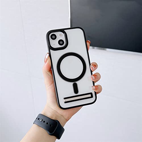 Coque sans fil magnétique pour iPhone 13 béquille pliable antichoc noire