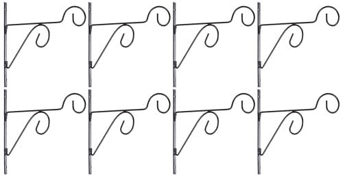 Image of Amazon Brand - Solimo Plant Hanger Brackets Wall Mounted Metal Hanging Hooks /Holder for Indoor Outdoor Planters (Black, Set of 8)