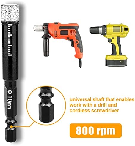 flintronic Diamond Drill Bits Set, 7Pcs(5/6/8/10/12/14/16mm) Hole Saw Set, Hex Shank, Quick Change for Porcelain Tile Ceramic Marble