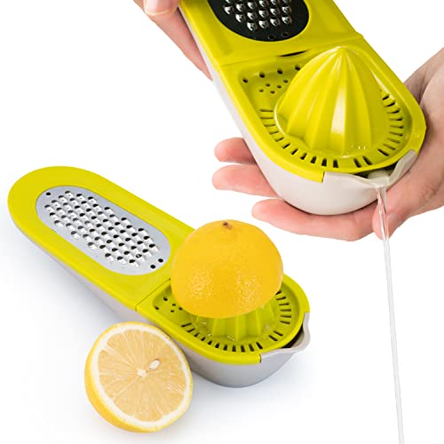 Aijohnny Multifunctional Lemon Squeezer, Manual Kitchen Tools Fruit Juicer Lime Squeezer For Citrus Orange, Juicer Hand Reamer Rotation Press With Strainer & Pour Spouts, With 2 Stainless Steel Zester #TOP1