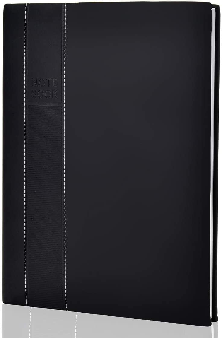 Large Notebooks and Journals Classic Hardcover Notebook 8 x 11 inch 128 Sheets (256 Pages) Leather Journals to Write in for Women Men OZCHIN (Black)