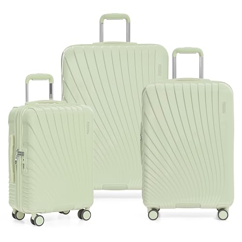 Traveler's Choice Phenom 3PC Polycarbonate Spinner Luggage Set, TSA Lock, Mint