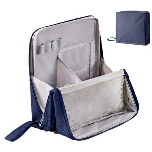 Bolsa de maquillaje de pie, bolsa de almacenamiento de maquillaje para viajes, estuche de cosméticos portátil impermeable, organizador de artículos de tocador para mujeres y niñas, suministros de