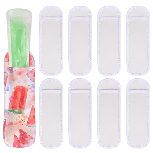 JANYUN 8 Pack White Ice Pop Sleeves, Freeze Popsicle Holder for Kids