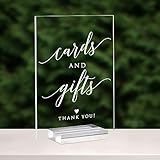 Acrylic Cards and Gifts Sign with Stands, 5'x7' Clear Acrylic Wedding Sign and Acrylic Bases, Acrylic Wedding TableTop Sign for Wedding Reception Event Party (Clear, 5' x 7' Cards and Gifts Sign)