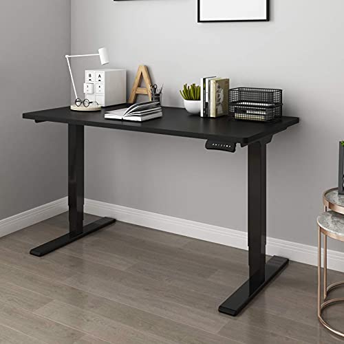 FLEXISPOT E5B Bureau Assis-Debout Cadre de Bureau Réglable en Hauteur Électrique à 3 Colonnes, Capacité de Charge 100kg, Noir