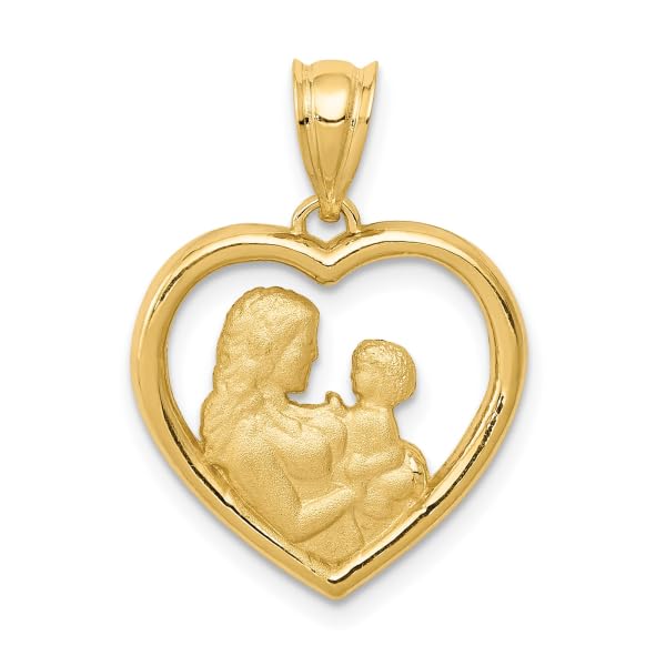 IceCarats 14K Solid Yellow Gold Mother Daughter Heart Love Necklace Mama Charm Pendant3