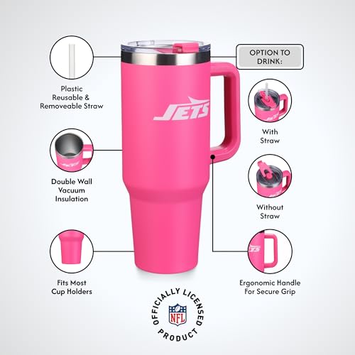 Image of The Memory Company Officially Licensed NFL - New York Jets 40oz Pink Game Day Tumbler with Team Logo