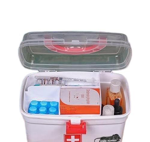 Medical Storage Containers Medicine Box nizer Home Emergencies Pill Case with Compartments and Handle Multi-Purpose Box, Multi Utility Storage with Handle BPA Free Detachable Tray an (17 -P1235)-image-47