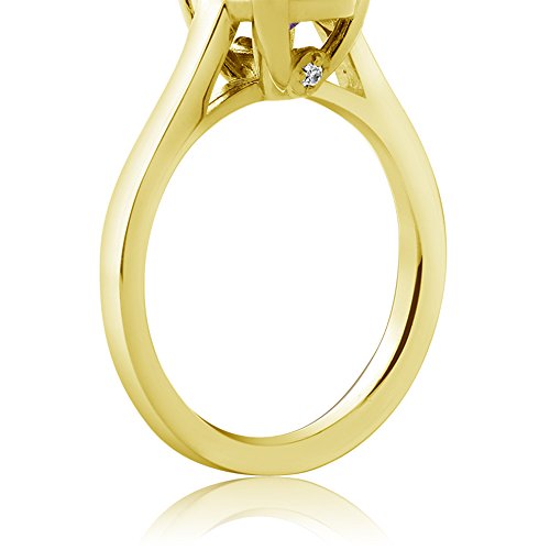 Gem Stone King 3.63 Cttw Oval Red Garnet and White Diamond 18K Yellow Gold Plated Silver Solitaire Ring For Women | Gemstone Birthstone | Available In Size 5, 6, 7, 8, 94