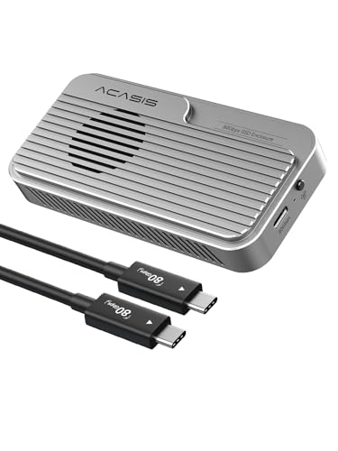 ACASIS 80Gbps M.2 NVMe SSD Enclosure with Cooling Fan 80Gbps Nvme Enclosure Compatible with Thunderbolt5/USB4 V2.0 MacBook Pro M4/M4 Pro and M4 Max Mac Mini M4 (TB501Pro-SL)