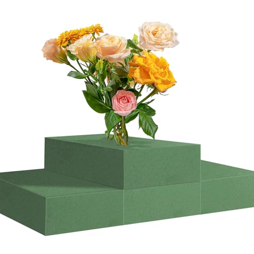 GOCUODE 4er Steckschaum für Blumen 14x8x4cm Blumensteckschaum Selbst Schneidbar mit Bruchsicher Verpackung Hohe Saugkraft für Frischblumen Kunstblumen DIY Hochzeit Floristik Basteln