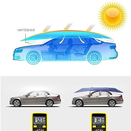 Universelles Autozelt, Sonnenschutz-Autoabdeckung, beweglicher Carport, gefaltete, sonnenfeste Auto-Überdachung – Marineblau – Bild 4