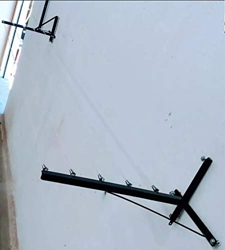 Varal de parede/muro com mão francesa preto com Aço