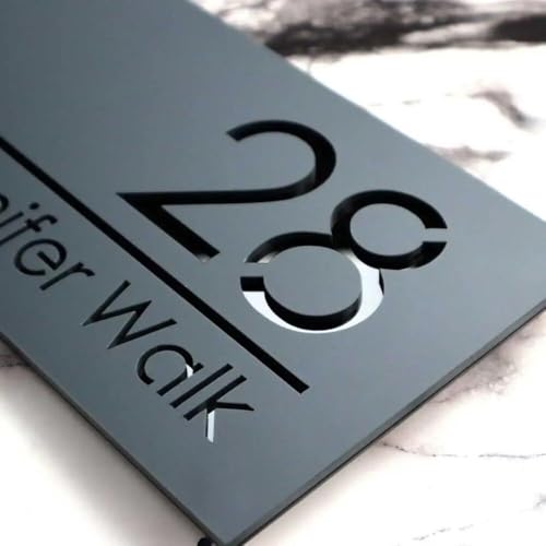 SHENGBEIDZ Personalizado Letrero De Número De Casa Acrílico 3D, Placa Impermeable con Nombre De Calle For Exteriores, Nombre En Blanco Y Negro Mate, Dirección De Puerta De Casa, Calle(Black Black)