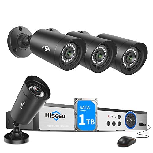 Hiseeu 5MP Security Camera System,H.265+ 8CH 5MP Home Surveillance DVR with 4Pcs 5MP Wired Indoor/Outdoor Camera,Face&Human Detection,Super HD Day/Night Recording,Free APP,1TB Hard Drive