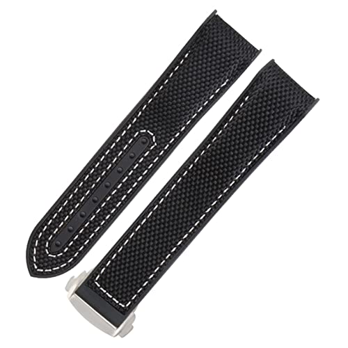 Bracelet de montre en cuir et nylon 20mm avec boucle pliante de luxe