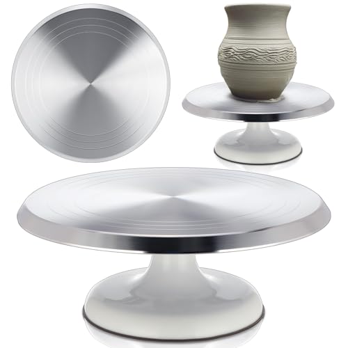 Geelin 12 Inches Sculpting Wheel Heavy Duty Aluminium Alloy Revolving Pottery Stand Construction Turntable with Ball Bearings for Ceramics, Pottery Clay Model Making Clay Decorating Supplies