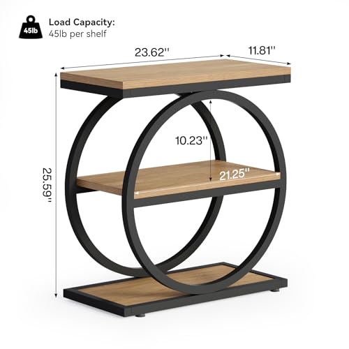 1Easylife Side Table, 3 Tier End Table, Small Accent Table, Natural Brown - Image 2