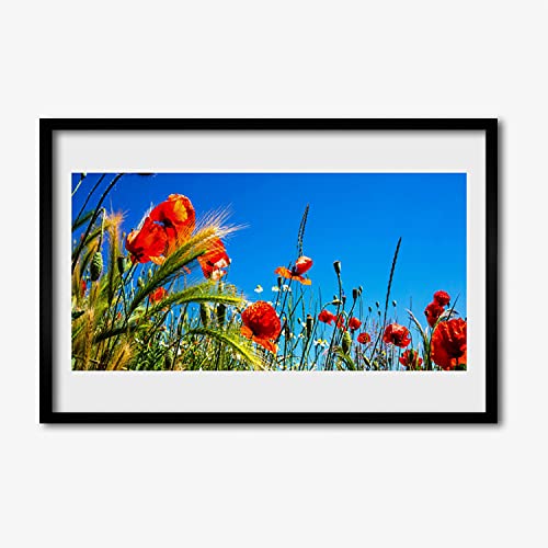 Photo affiche avec cadre herbe de champ maki Tulup 60x40 cm pour salon zen